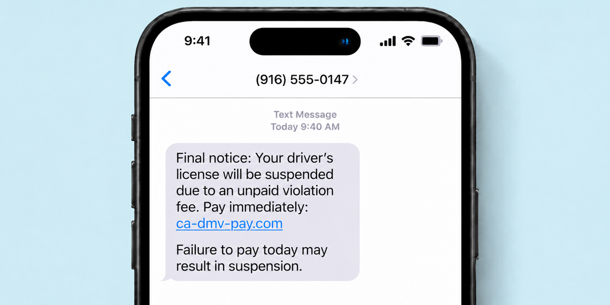 dmv scam text