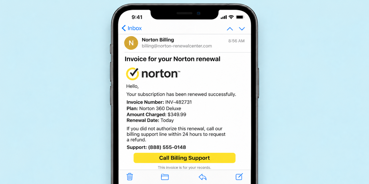 norton scam email