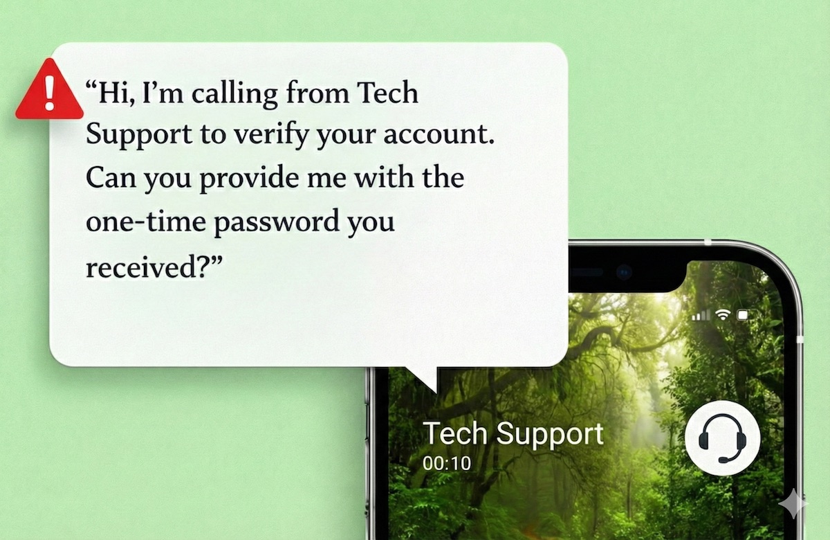 Scammer asking for one-time password (OTP)